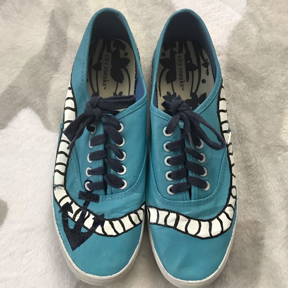 Hand painted Anchor/Nautical Sneakers